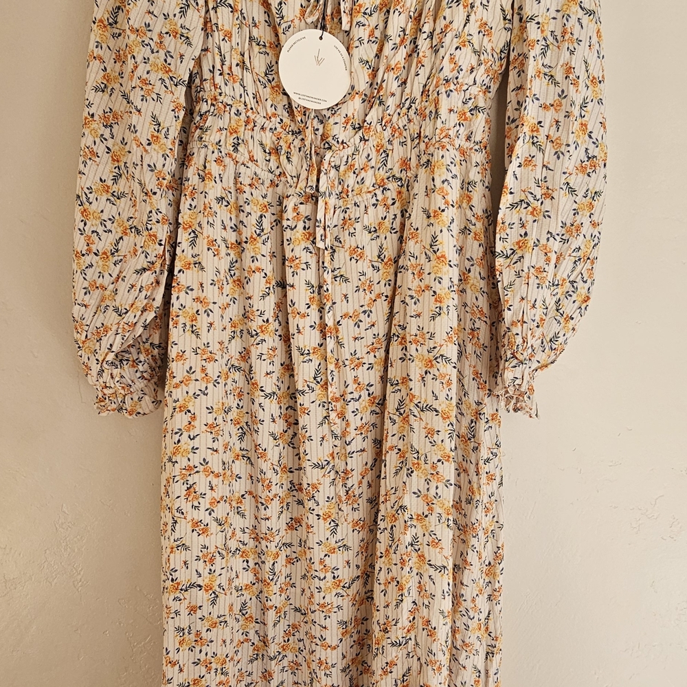 Lost + Wander Floral Maxi Dress in Orange and White